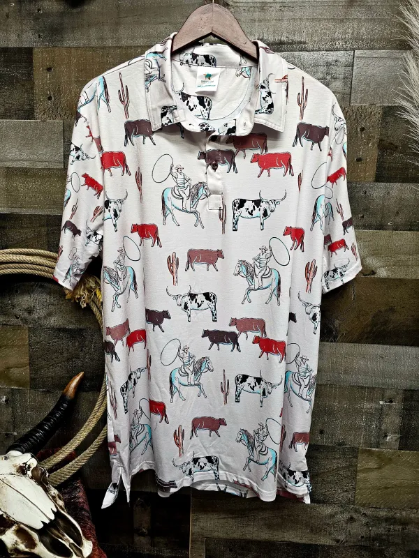 Cattle Drive Men's Western Polo Shirt made by Zulily