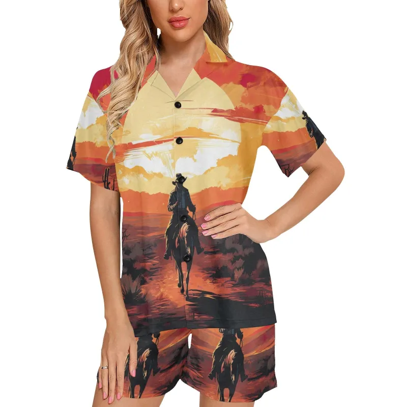 Cowboy Desert Sunset Women's Western Pajama Set made by Zulily