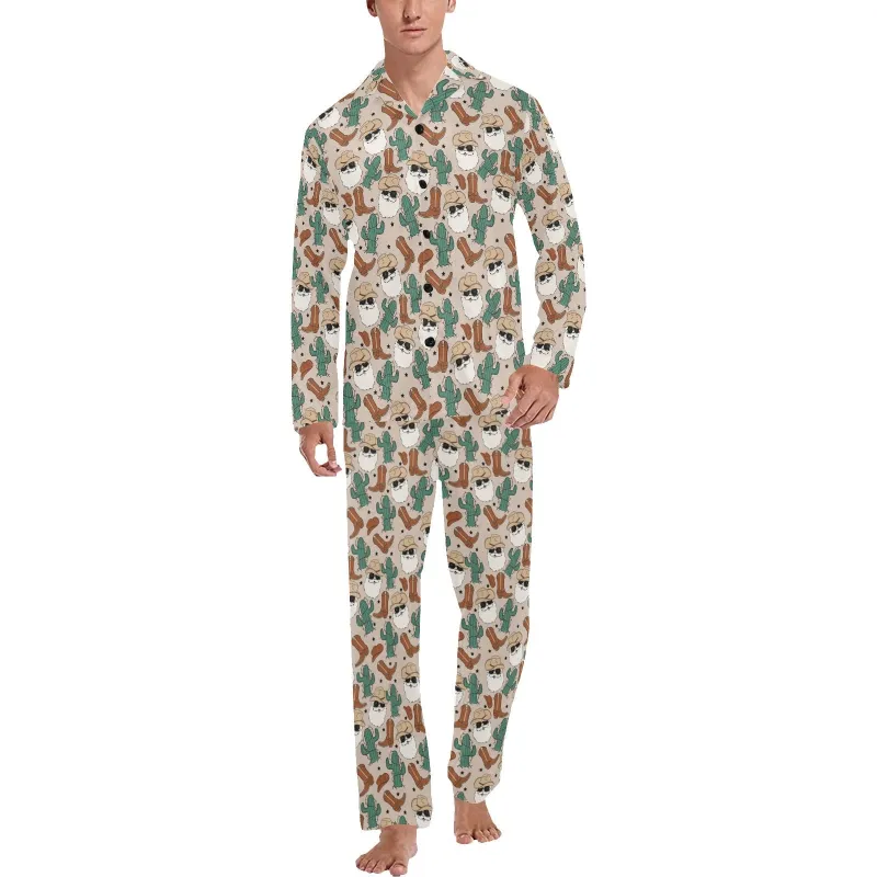 Cool Santa Christmas Men's Western Pajama Set made by Zulily