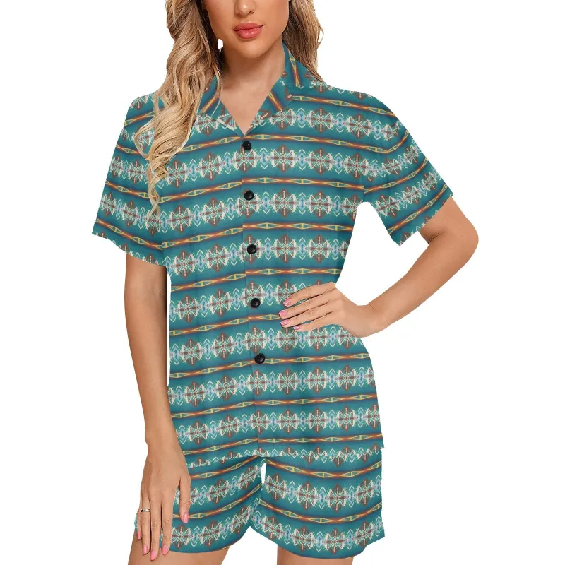 Teal Aztec Women's Western Pajama Set made by Zulily