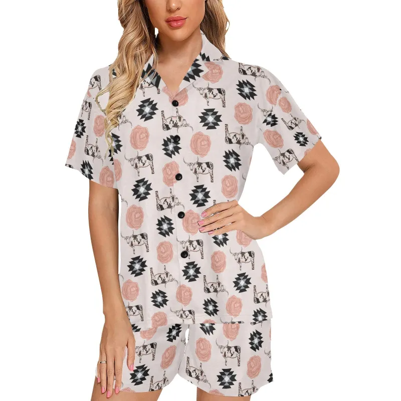 Longhorn Floral Women's Western Pajama Set made by Zulily
