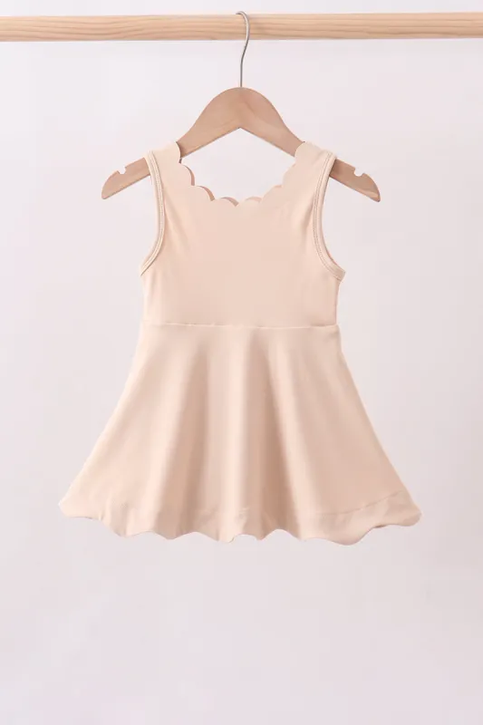 Cream scalloped active dress made by Zulily