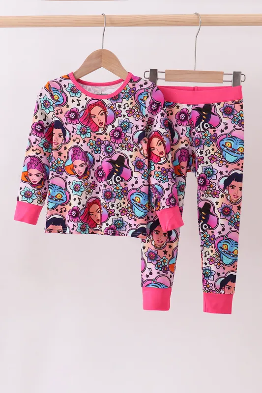 Purple character bamboo pajama pants set made by Zulily