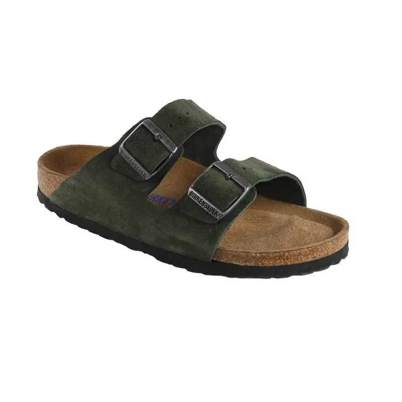 Birkenstock Arizona Soft Footbed Suede Leather Mountain View Green Sandals made by Birkenstock