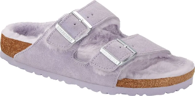 Birkenstock Arizona Shearling Suede Leather Purple Fog sold by Zulily