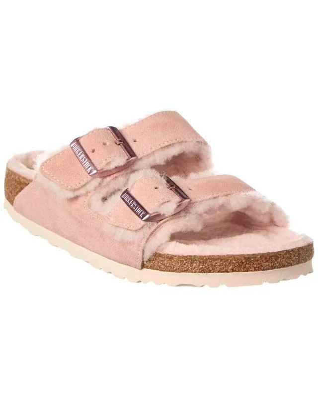 Birkenstock Arizona Shearling Suede Leather Light Rose made by Birkenstock