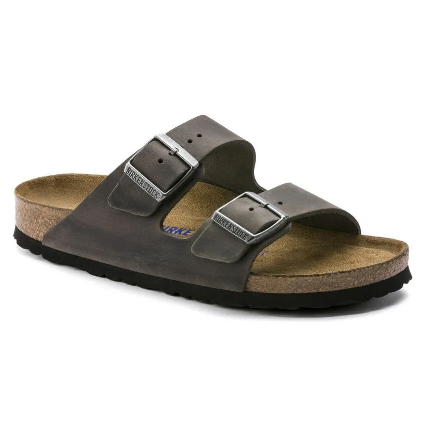 Birkenstock Arizona Soft Footbed Oiled Leather Iron Sandals sold by Zulily