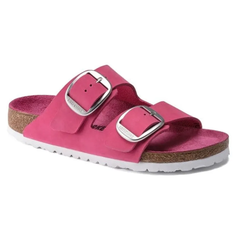 Birkenstock Arizona Big Buckle Nubuck Leather Fuchsia Tulip Sandals made by Birkenstock