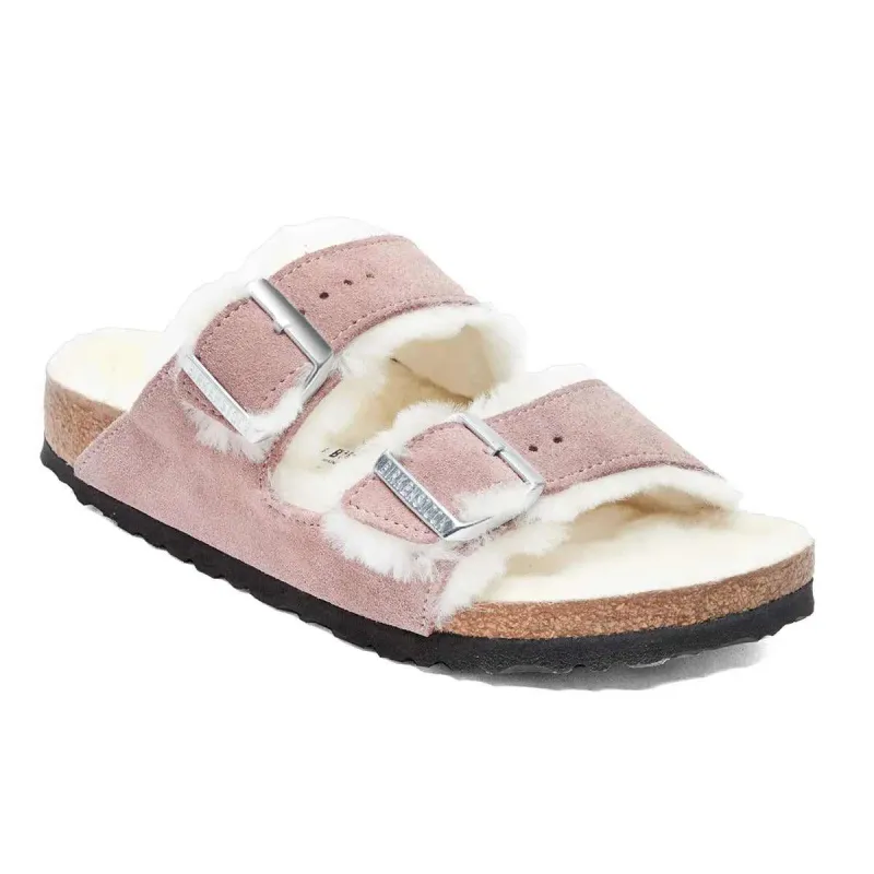 Birkenstock Arizona Shearling Suede Leather Lavender Blush Sandals made by Birkenstock