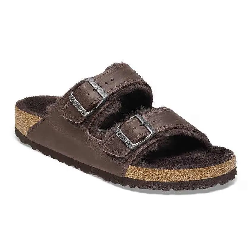 Birkenstock Arizona Shearling Waxy Leather Habana sold by Zulily