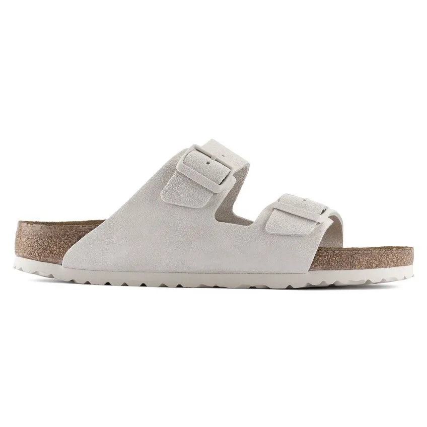 Birkenstock Arizona Soft Footbed Suede Leather White Sandals sold by Zulily
