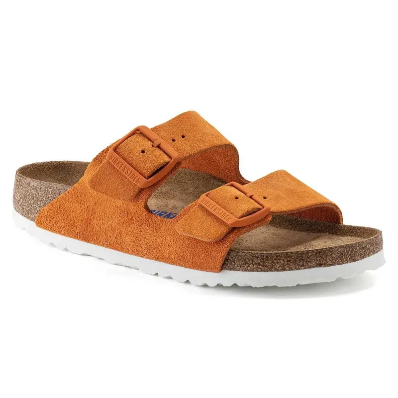 Birkenstock Arizona Soft Footbed Suede Leather Russet Orange Sandals made by Birkenstock