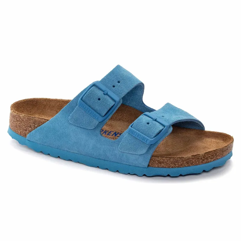 Birkenstock Arizona Soft Footbed Suede Leather Sky Blue Sandals made by Birkenstock