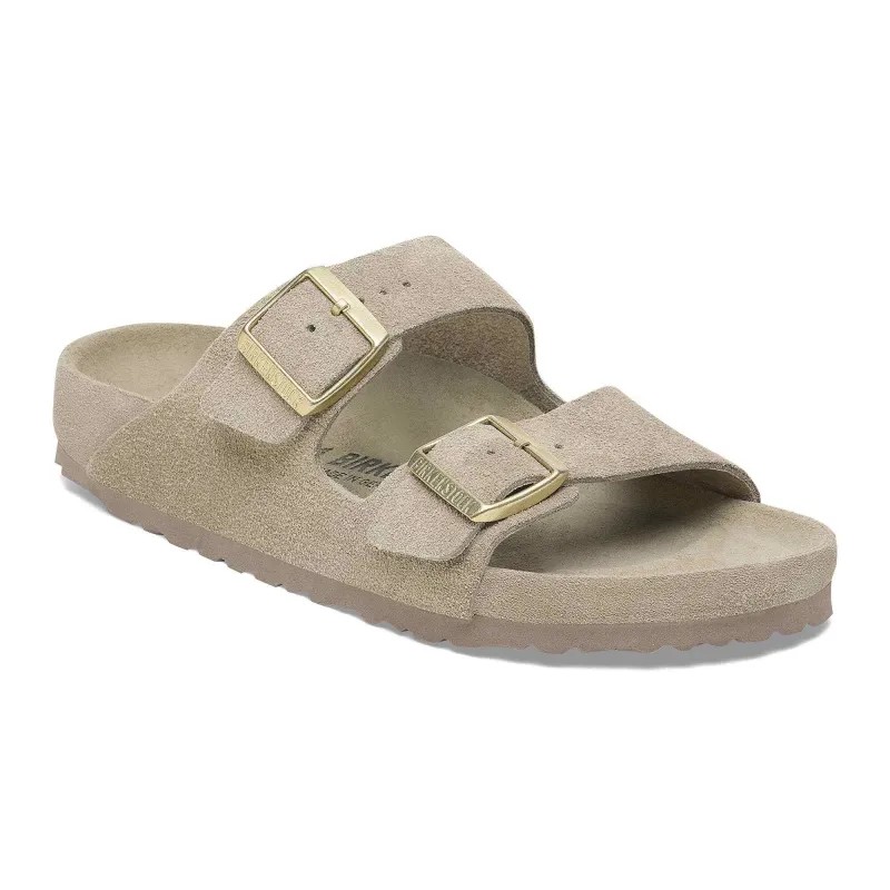 Birkenstock Arizona Suede Leather Taupe Sandals made by Birkenstock