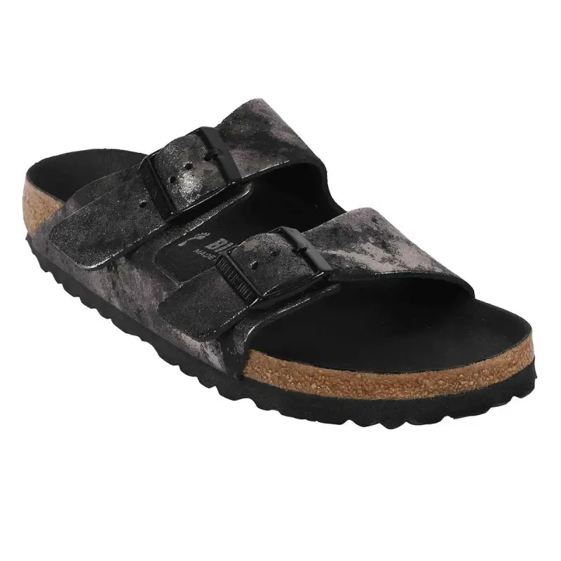 Birkenstock Arizona Suede Leather Vintage Metallic Black made by Birkenstock
