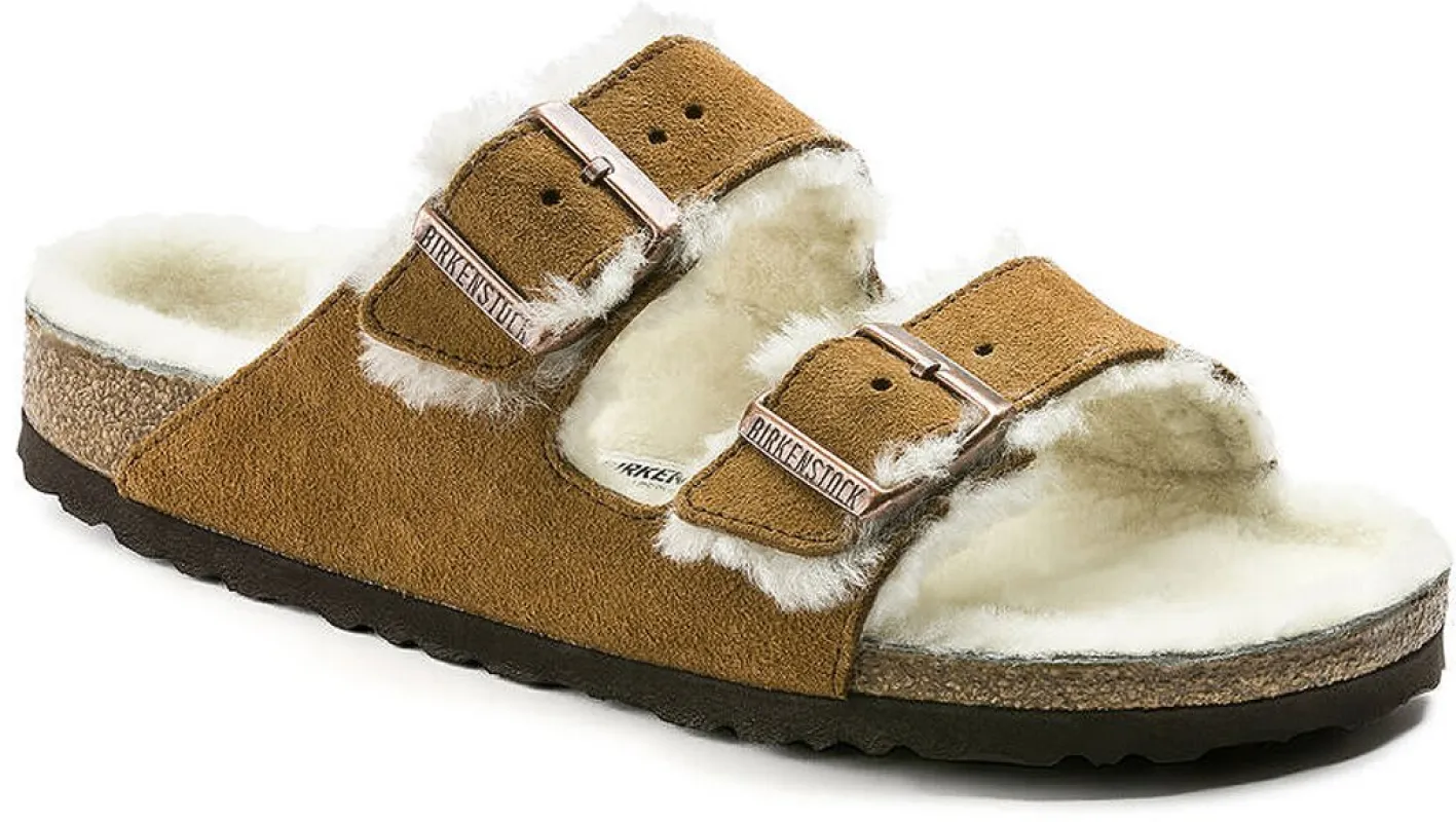 Birkenstock Arizona Shearling Suede Leather Mink made by Birkenstock