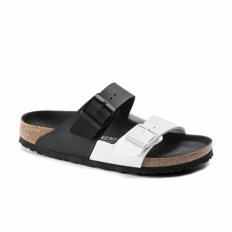 Birkenstock Arizona Split Birko-Flor Black / White Sandals made by Birkenstock