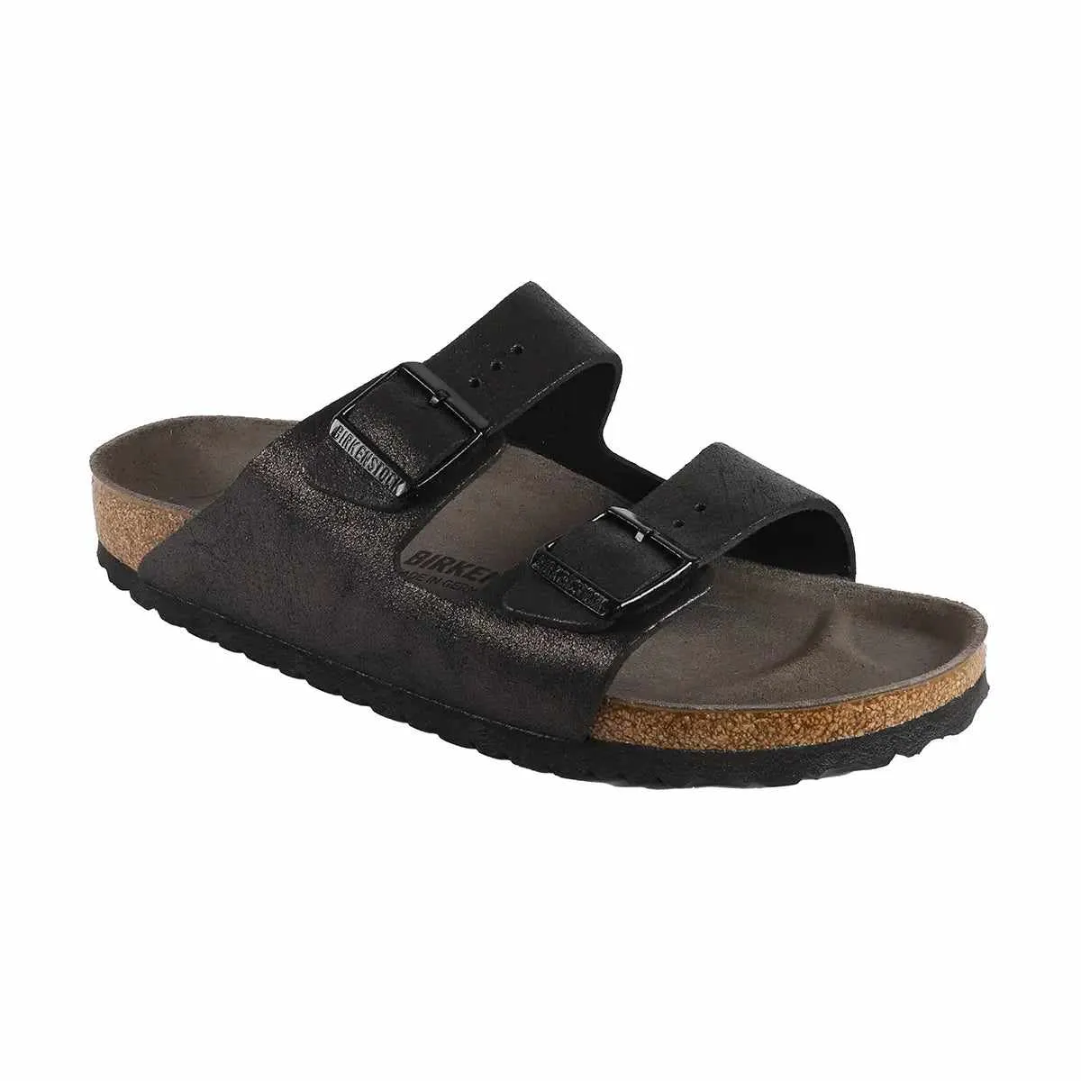 Birkenstock Arizona Suede Leather Washed Metallic Antique Black Sandals sold by Zulily
