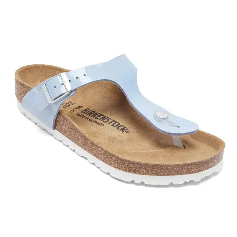 Birkenstock Gizeh Birko-Flor Patent Dove Blue Sandals made by Birkenstock