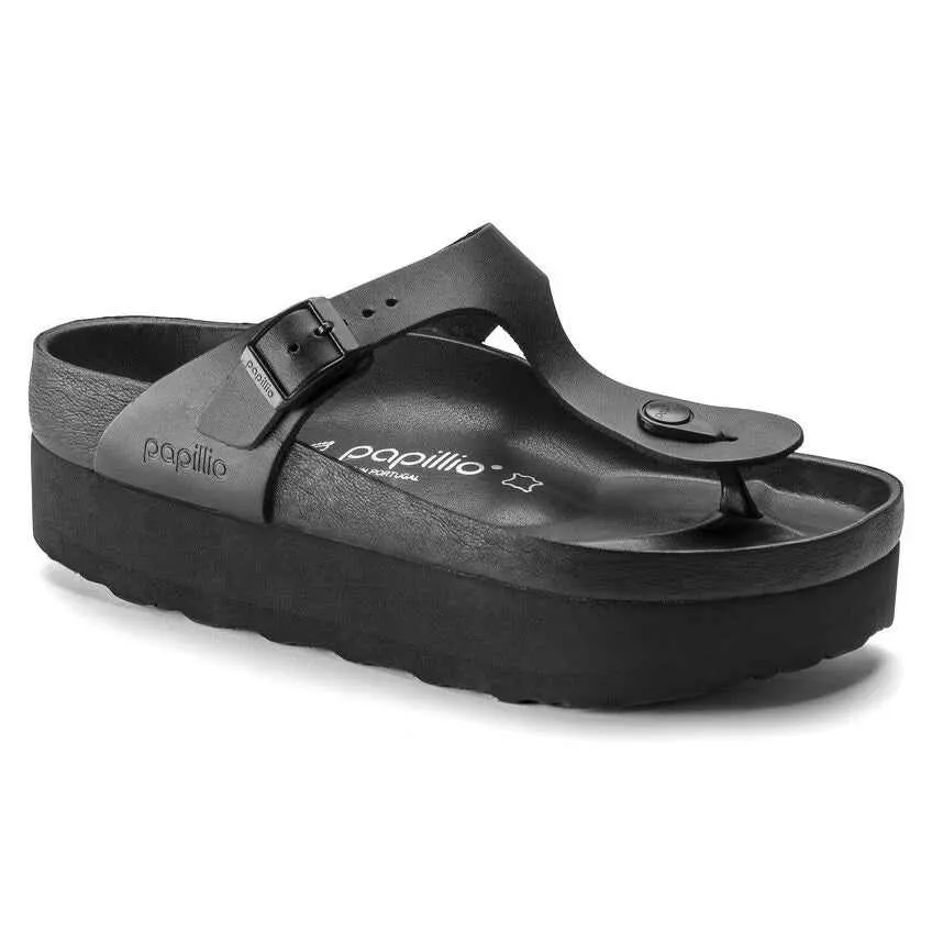 Birkenstock Gizeh Platform Leather Black sold by Zulily