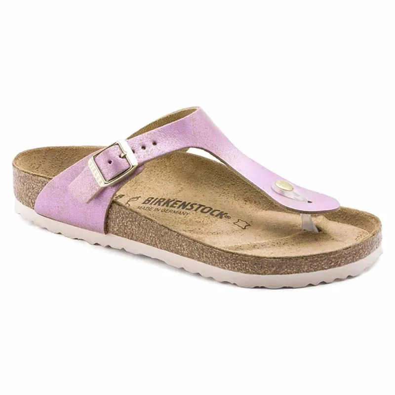 Birkenstock Gizeh Leather Washed Metallic Pink Sandals made by Birkenstock