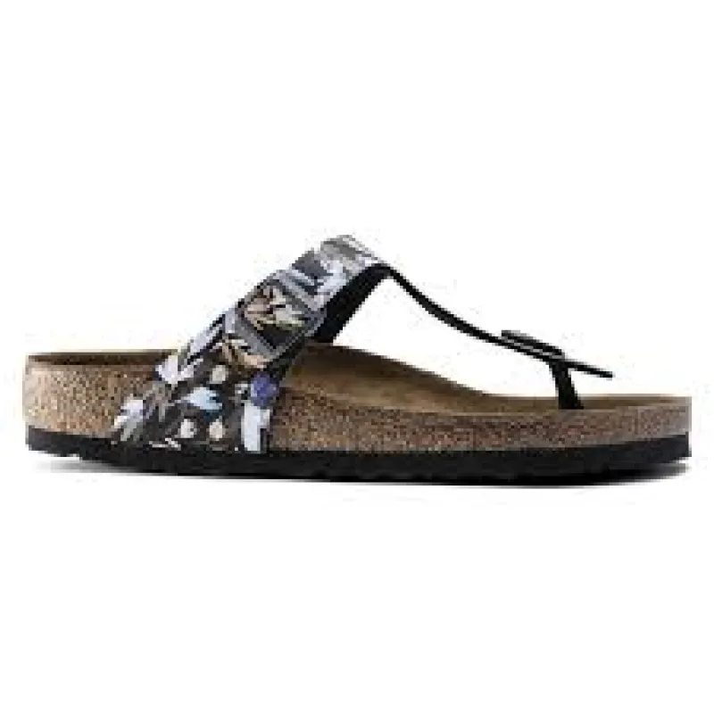 Birkenstock Gizeh Soft Footbed Birko-Flor Floral Fades Black made by Birkenstock
