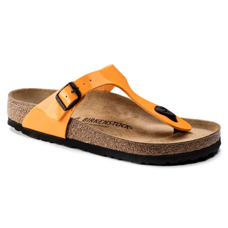 Birkenstock Gizeh Birko-Flor Patent Marygold Sandals made by Birkenstock