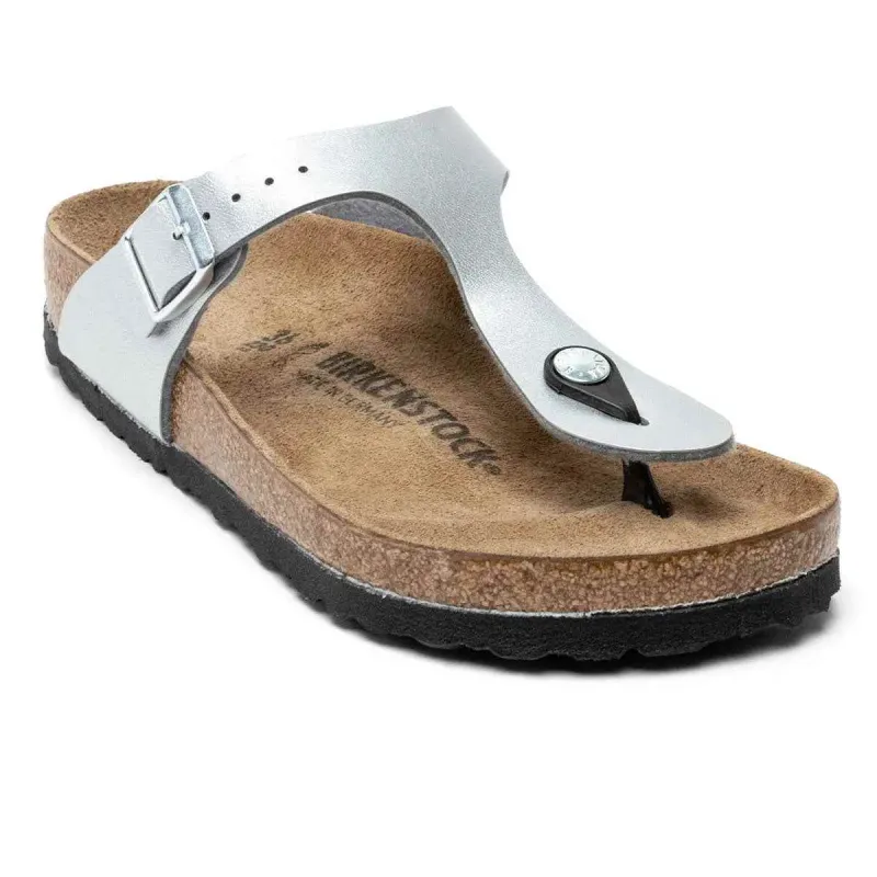 Birkenstock Gizeh Birko-Flor Silver Sandals made by Birkenstock
