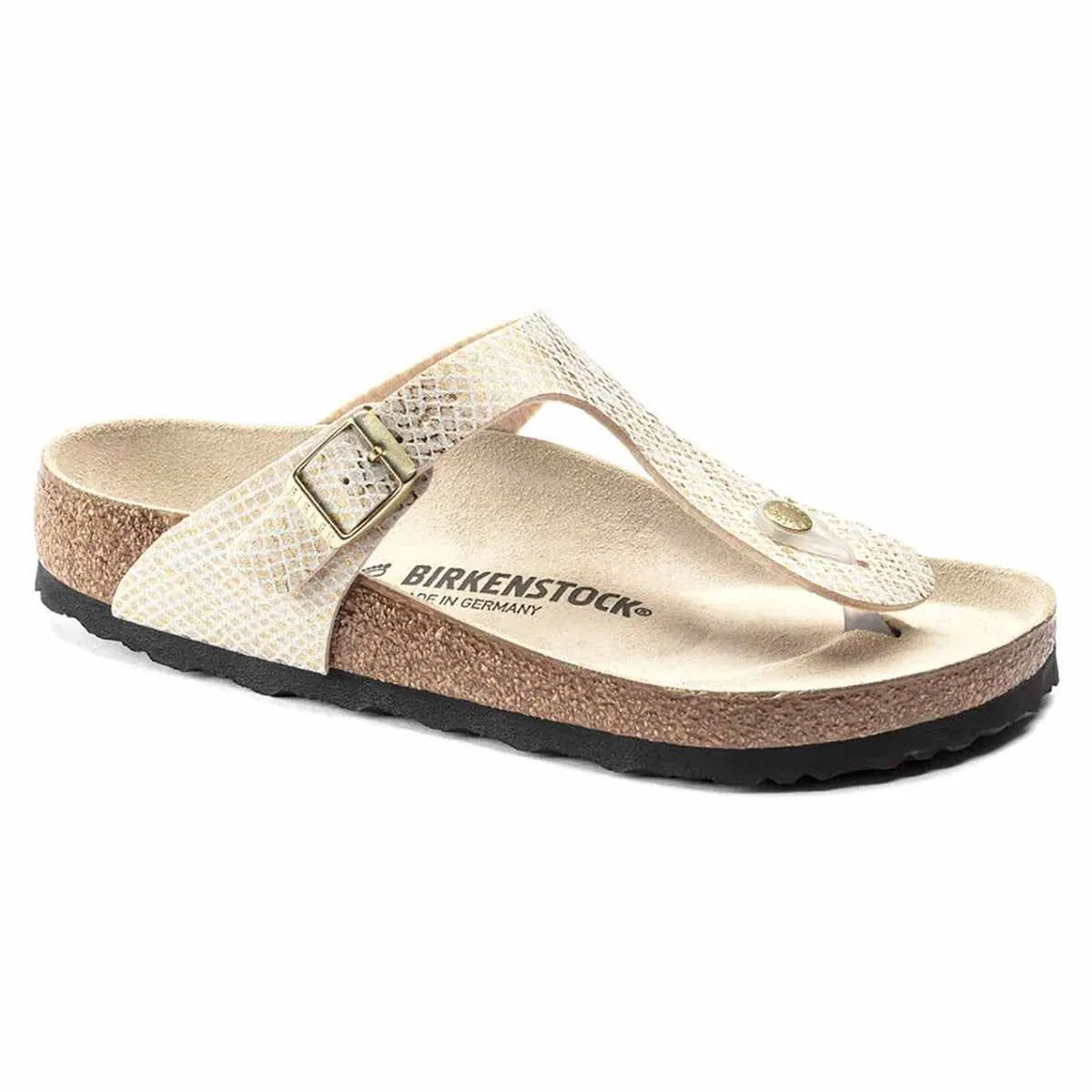 Birkenstock Gizeh Microfiber Shiny Python Eggshell Sandals sold by Zulily