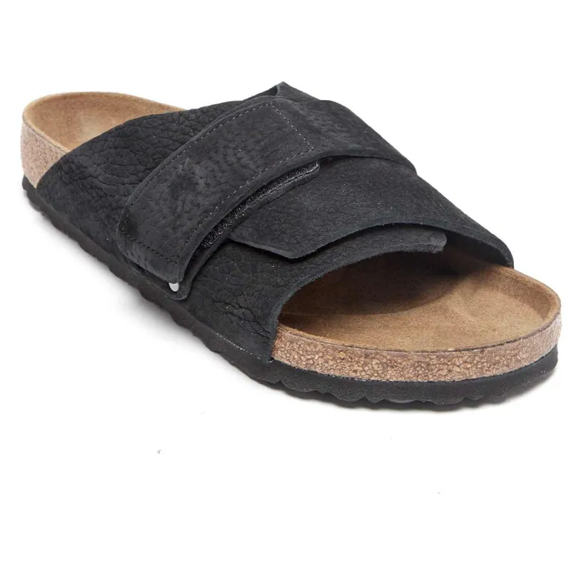 Birkenstock Kyoto Nubuck Leather Desert Dust Black Sandals made by Birkenstock