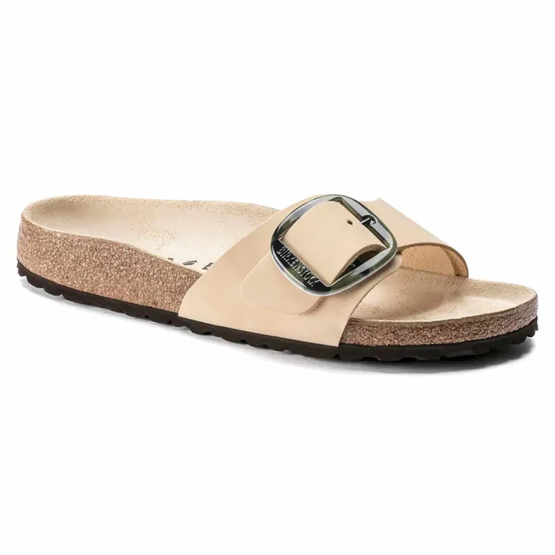 Birkenstock Madrid Big Buckle Nubuck Leather Almond Sandals made by Birkenstock