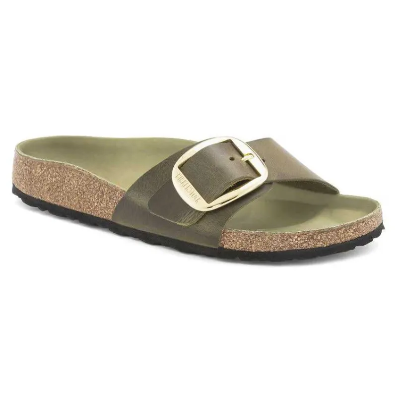 Birkenstock Madrid Big Buckle Oiled Leather Olive Green made by Birkenstock