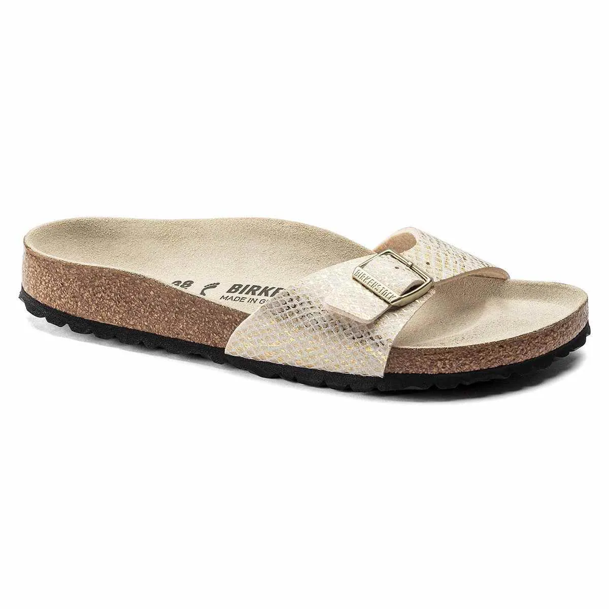 Birkenstock Madrid Microfiber Shiny Python Eggshell Sandals sold by Zulily