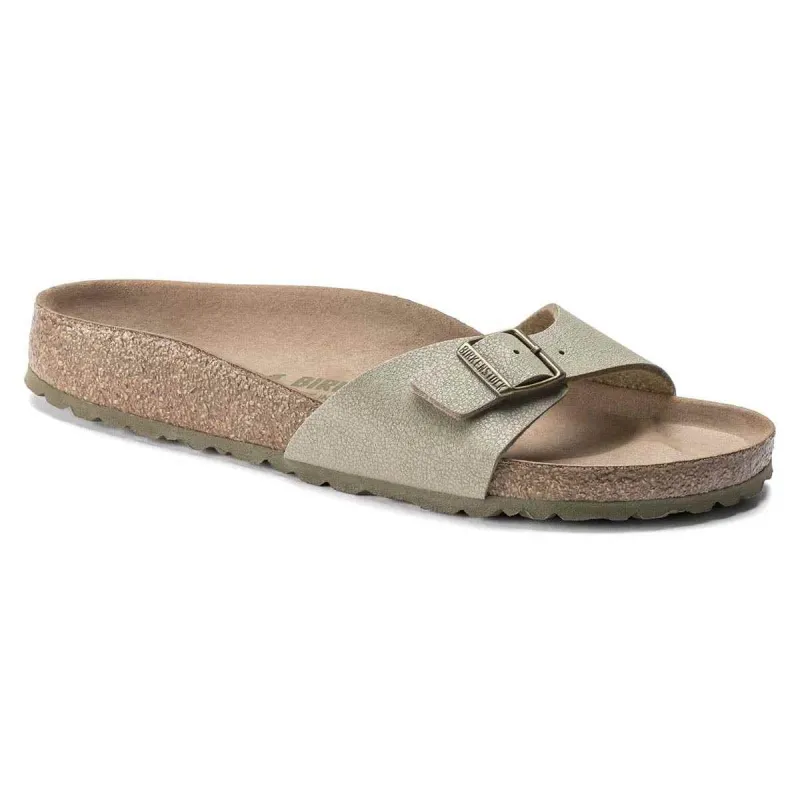 Birkenstock Madrid Vegan Birkibuc Faded Khaki Sandals made by Birkenstock