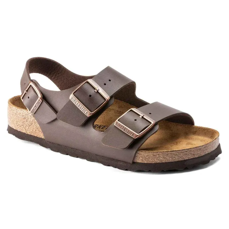 Birkenstock Milano Natural Leather Dark Brown Sandals made by Birkenstock