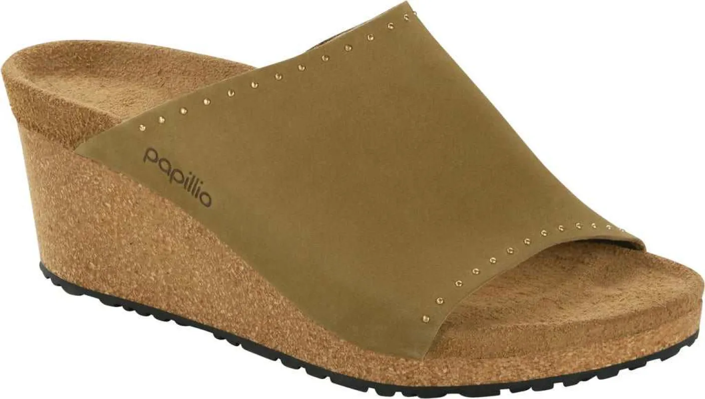 Birkenstock Namica Nubuck Leather Mud Green Rivets made by Birkenstock