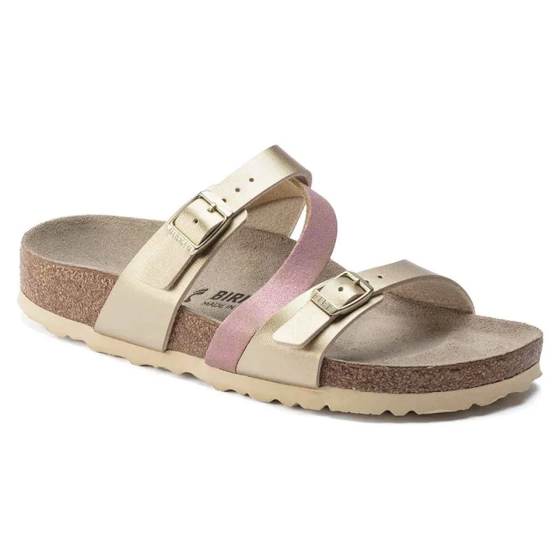 Birkenstock Salina Birko-Flor Suede Leather Gold Sandals made by Birkenstock