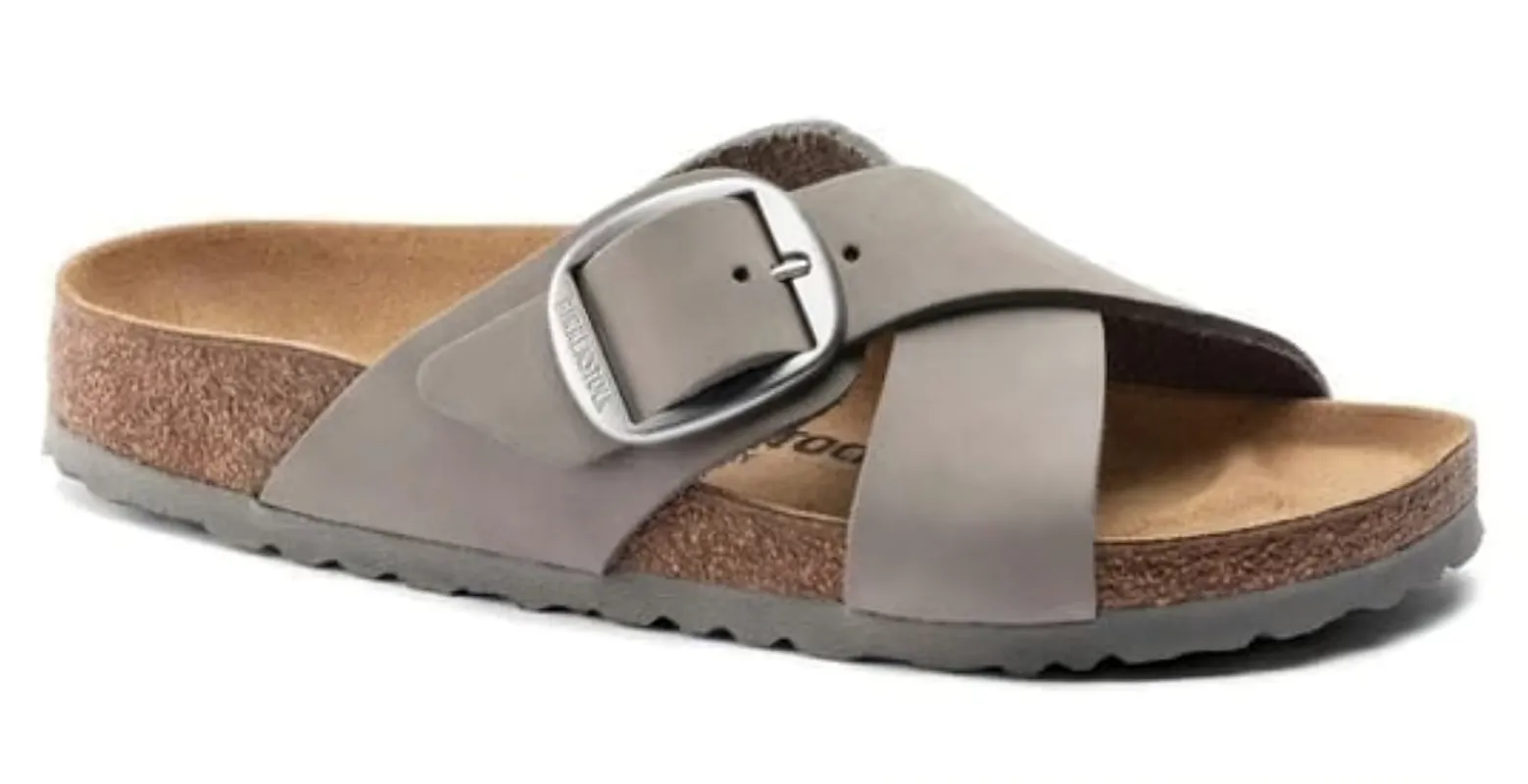 Birkenstock Siena Big Buckle Nubuk Leather Dove Gray made by Birkenstock