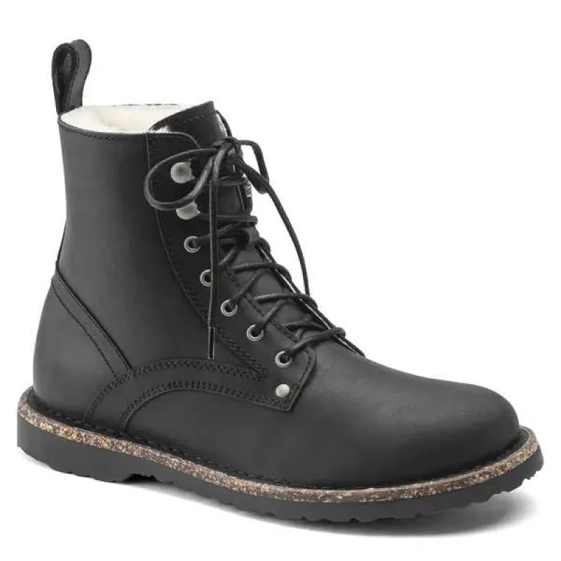 Birkenstock Women's Bryson Shearling Nubuck Leather Black Boots made by Birkenstock
