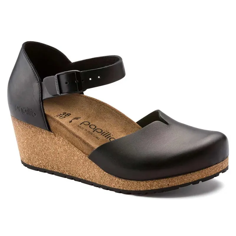Birkenstock Women's Lana Natural Leather Black Sandals made by Birkenstock