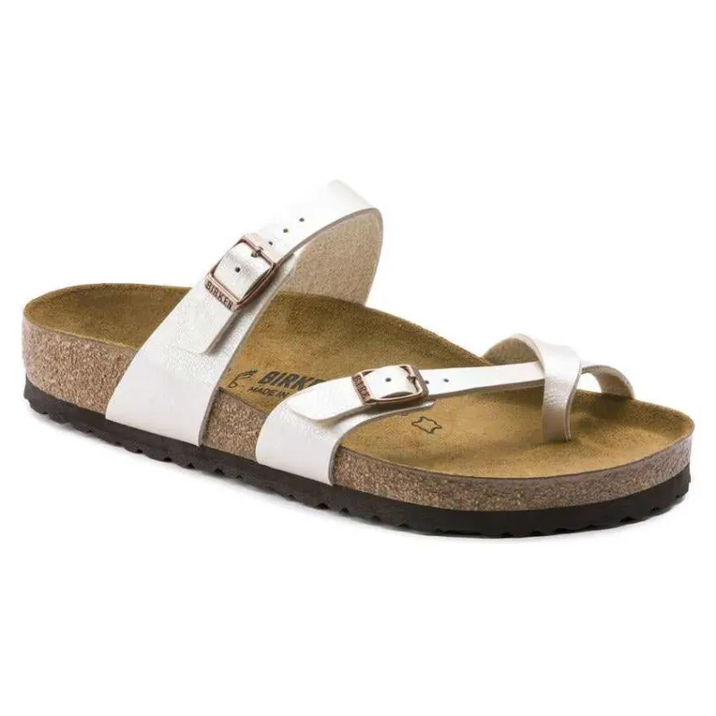 Birkenstock Women's Mayari Birko-Flor Graceful Pearl White Sandals made by Birkenstock