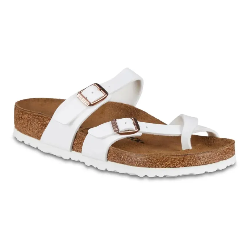 Birkenstock Women's Mayari Birko-Flor White / Copper Sandals made by Birkenstock