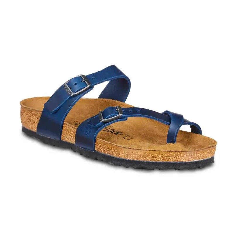 Birkenstock Women's Mayari Oiled Leather Blue Sandals made by Birkenstock