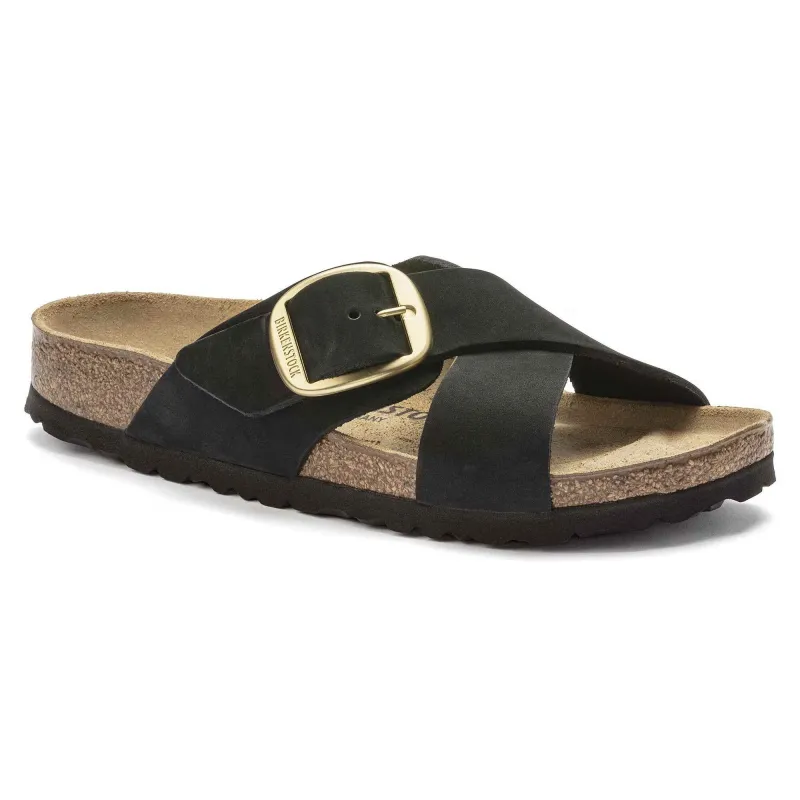 Birkenstock Women's Siena Big Buckle Black Sandals made by Birkenstock