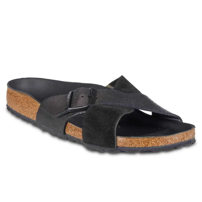 Birkenstock Women's Siena Exquisite Suede Leather Allover Black Sandals made by Birkenstock