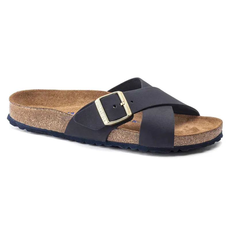 Birkenstock Women's Siena Soft Footbed Nubuck Midnight Sandals made by Birkenstock