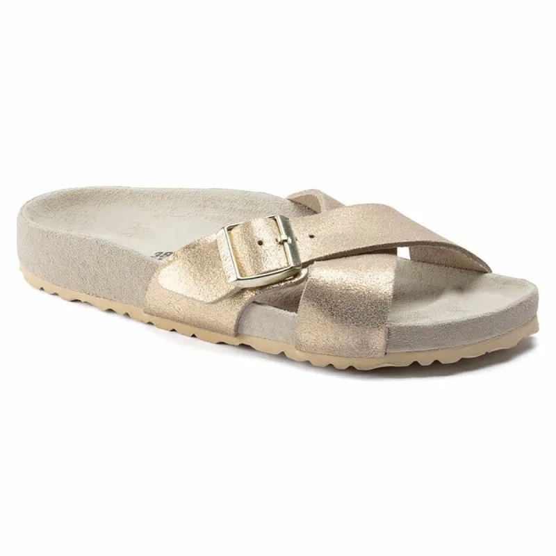 Birkenstock Women's Siena Suede Leather Metallic Taupe Sandals made by Birkenstock