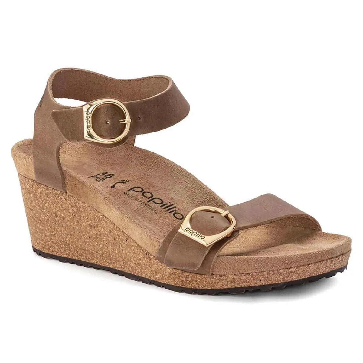 Birkenstock Women's Soley Oiled Leather Wedge Cognac Sandals sold by Zulily