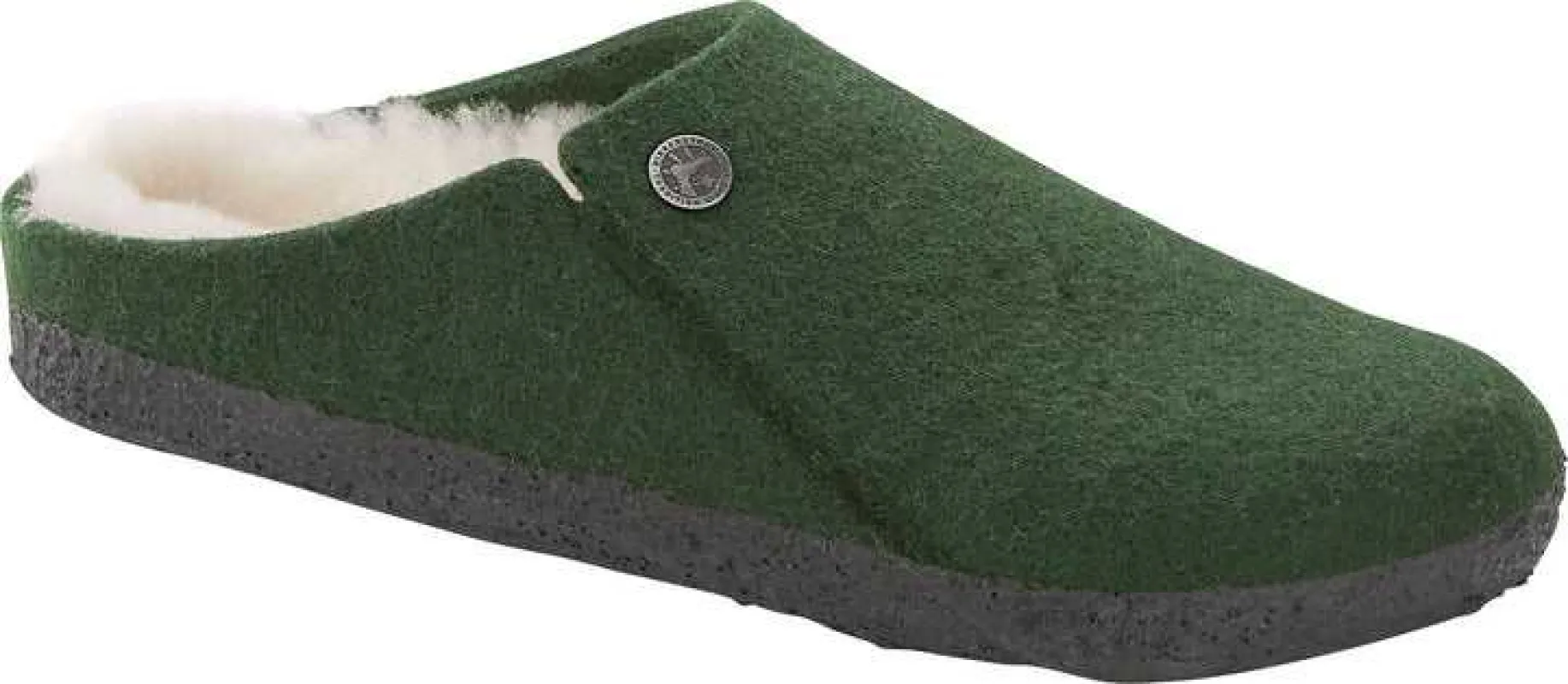 Birkenstock Women's Zermatt Rivet Felt Fur Forest Green Clogs made by Birkenstock