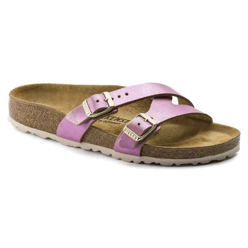 Birkenstock Yao Suede Leather Washed Metallic Pink made by Birkenstock